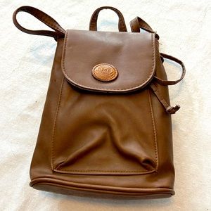 ⭐️ Brown faux leather mini backpack shoulder bag built in wallet 9” x 6.5”
